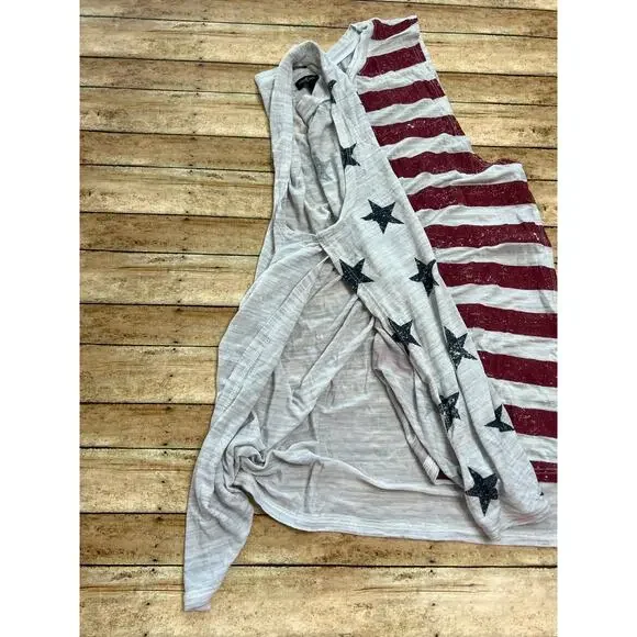 Dillard's mm mm mm American Flag Open Sided Tank Top Cover Up Medium - Picture 4 of 4